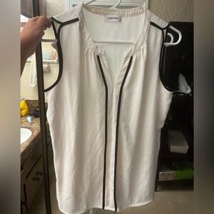 Calvin Klein white/Ivory Sleeveless Top with Black Accents